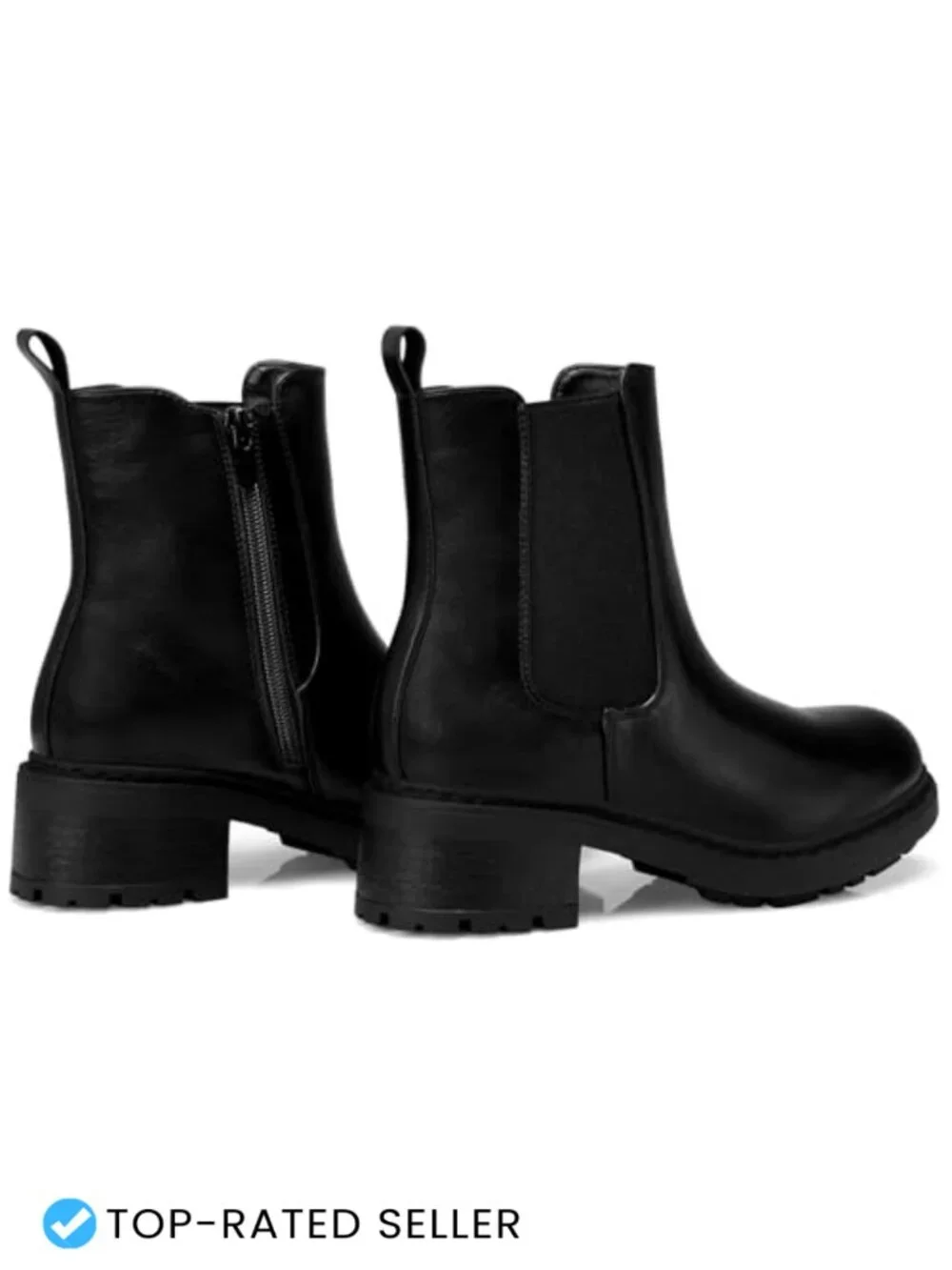 Women's Slip On Chelsea Boots Chunky Heel Platform Ankle Booties Faux Leather